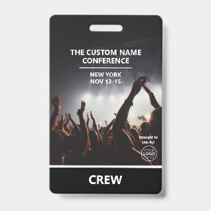 Conference Crew Access Pass QR Code Custom ID Badge