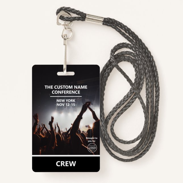 Conference Crew Access Pass QR Code Custom ID Badge (Front with Lanyard)