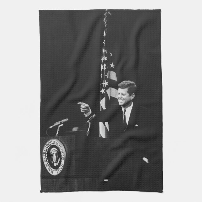 Conference of John Kennedy 35th US President  Tea Towel (Vertical)