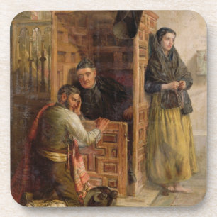 Confession, 1862 (oil on canvas) coaster