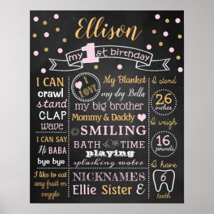Confetti 1st First Birthday chalkboard sign poster