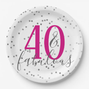 Confetti 40 and Fabulous Birthday Party Plates