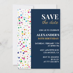 Confetti 54th birthday invitations Save the date