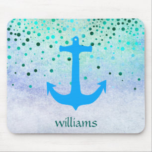 Confetti Anchor Sea Blue Beach Navy Girly Dots Mouse Pad