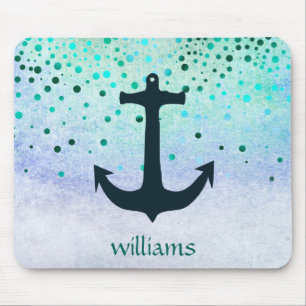 Confetti Anchor Sea Blue Beach Navy Girly Dots Mouse Pad