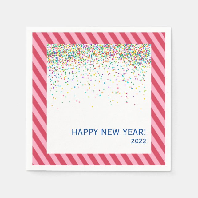Confetti And Candy Cane Stripes Paper Napkin (Front)