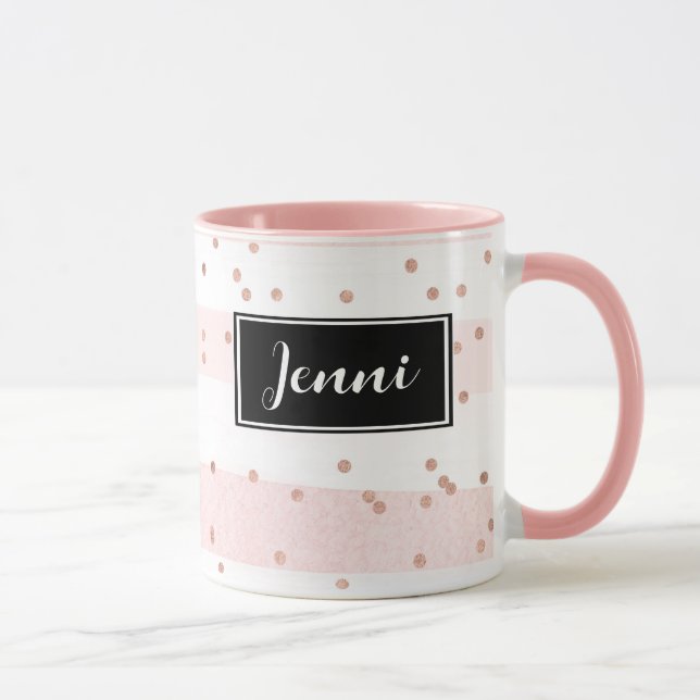 Confetti and Pink Stripes Personalised Mug (Right)