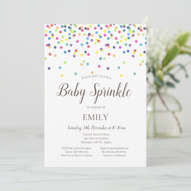 Confetti Baby Sprinkle Invitation - Baby Shower (Standing Front)