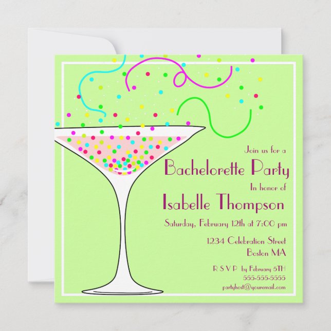 Confetti Bachelorette Party Invitation (Front)