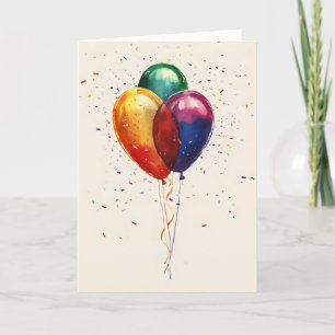 Confetti Balloons Colours Holiday Card