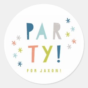 Confetti bash birthday party classic round sticker