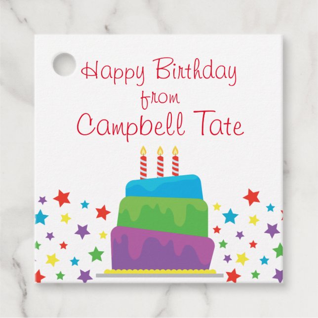 Confetti Birthday Cake Favour Gift Tags (Front)