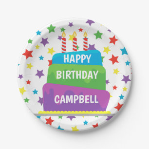 Confetti Birthday Cake Personalised Party Plates