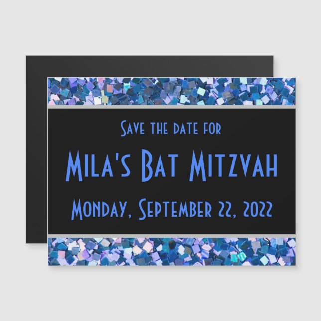 Confetti Blue Save The Date Magnet (Front/Back)