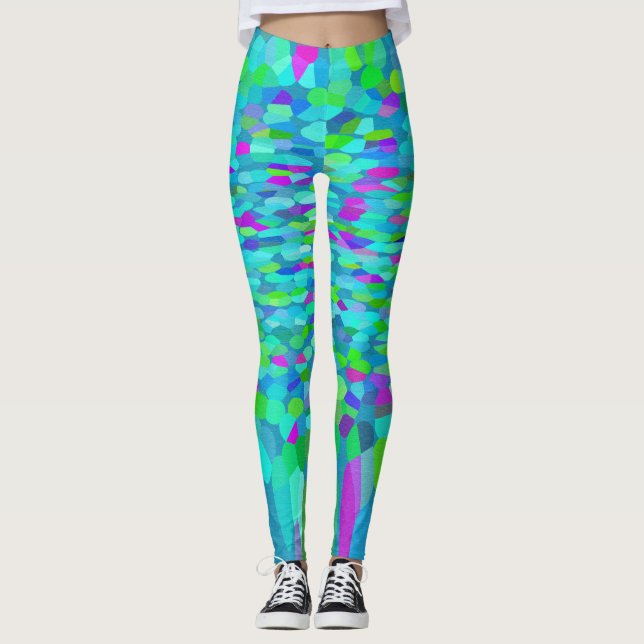 Confetti Blues Fringe Leggings (Front)