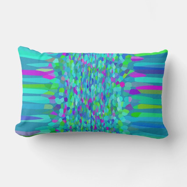 Confetti Blues Fringe Lumbar Cushion (Front)