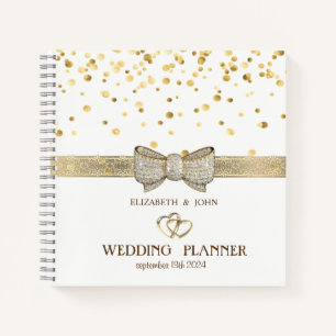 Confetti,Bow,Hearts  Personalised Bridal Planner Notebook