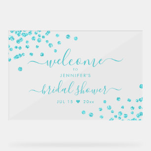 Confetti Bridal Shower Welcome Sign Turquoise
