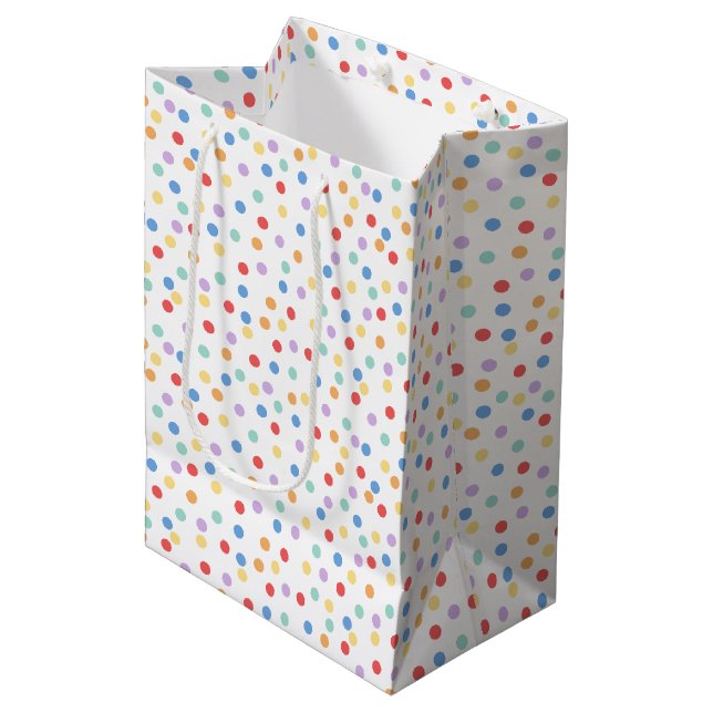 Confetti Brights (Dots) Medium Gift Bag (Front Angled)