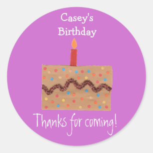 Confetti cake birthday favour label - pink