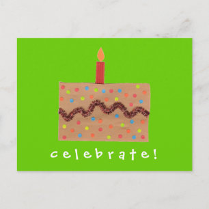Confetti cake birthday invitation postcard