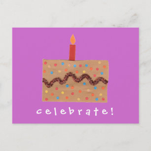 Confetti cake birthday invitation postcard