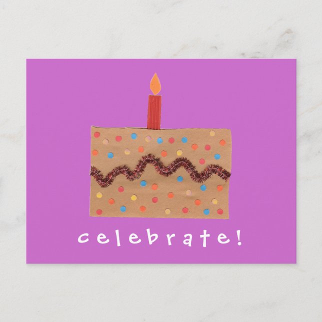 Confetti cake birthday invitation postcard (Front)