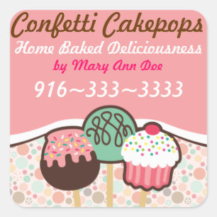 Confetti Cake Pops Stickers Labels