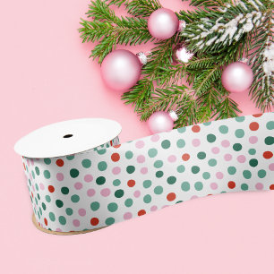 Confetti Christmas Modern Pattern Ribbon Satin Ribbon