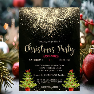 Confetti,Christmas Tree Christmas Company Party Invitation