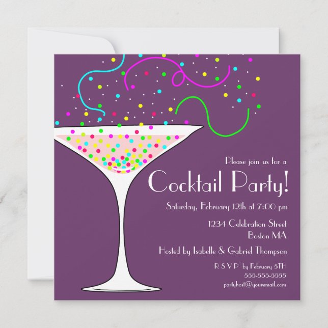 Confetti Cocktail Party Invitation (Front)