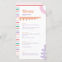 Confetti Collage wedding menu card