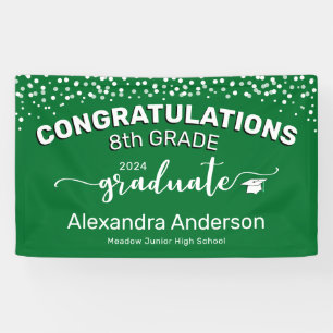 Confetti Congratulations 8th Grade Graduate Green Banner