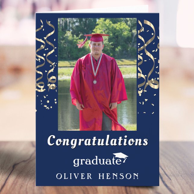 Confetti Congratulations Graduation Photo Card (Creator Uploaded)