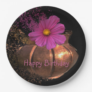Confetti Copper Cosmos Birthday Paper Plate