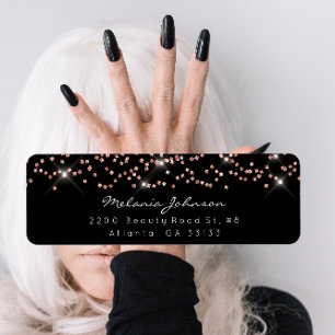 Confetti Crystals Pink Rose Gold Black White Brand