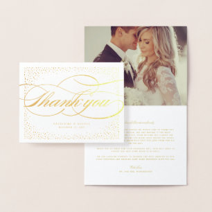 Confetti Dots And Classic Script Wedding Thank You Foil Card