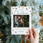 Confetti Dots Merry Christmas 2 Photo Holiday Card<br><div class="desc">Modern custom printed Christmas photo cards with a simple DIY template for customisation. This chic minimalist design has a confetti dot overlay with faux copper foil look. Add your family photo, personal greeting, names and the year. Use the design tools to edit the fonts and colours. Reverse side has space...</div>