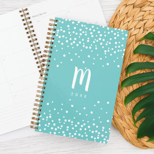 Confetti Dots Monogram Planner Aqua