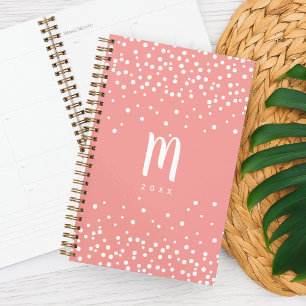 Confetti Dots Monogram Planner Coral