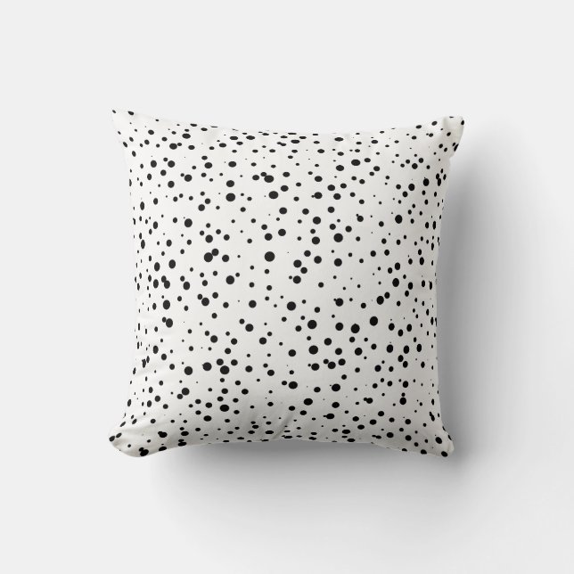 Confetti Dots Pattern in Black and White Cushion (Front)