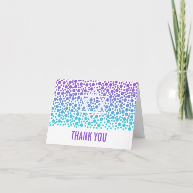 Confetti Dots Purple Teal Bat Mitzvah Thank You (Front)