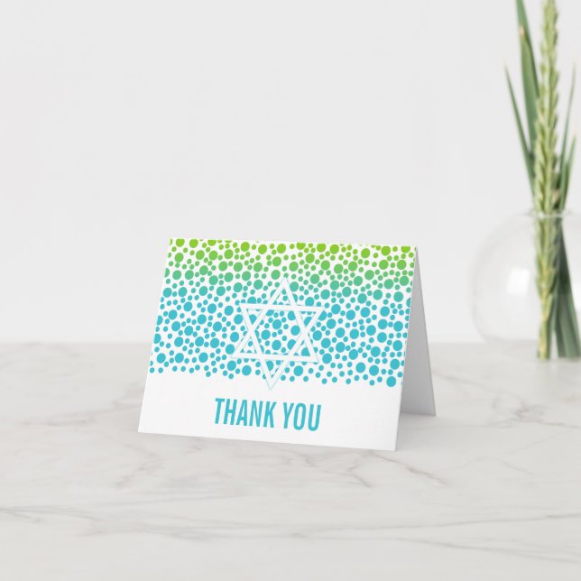 Confetti Dots Teal Lime Green Thank You (Front)