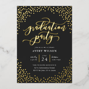 Confetti Elegant Script Graduation Party Foil Invi