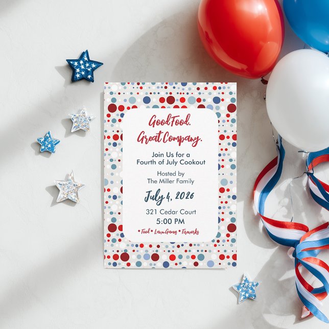 Confetti Fireworks Fourth of July Party Invitation (Creator Uploaded)