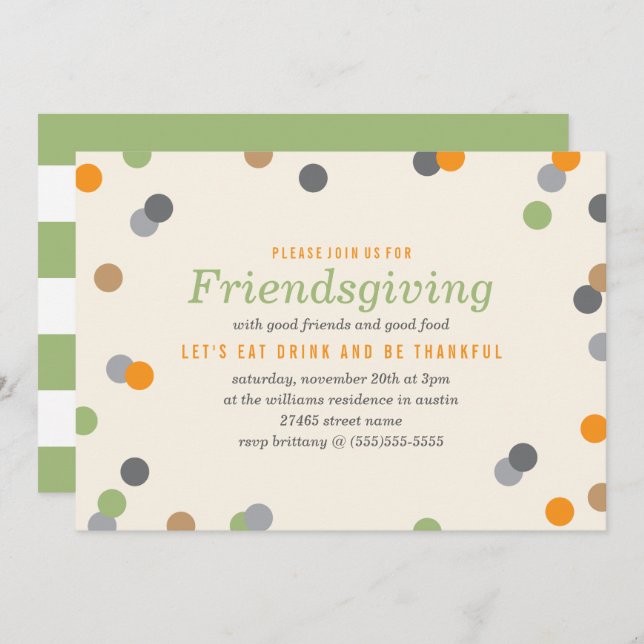 Confetti Friendsgiving Party Invitation (Front/Back)