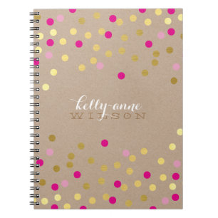CONFETTI GLAMOROUS cute spot gold pink kraft Spiral Notebook