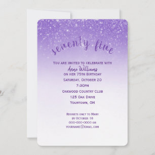 confetti glitter 75th birthday party invitation