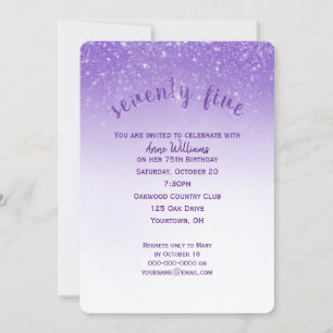 confetti glitter 75th birthday party invitation