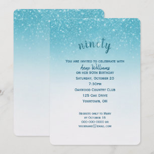 confetti glitter 90th birthday party invitation